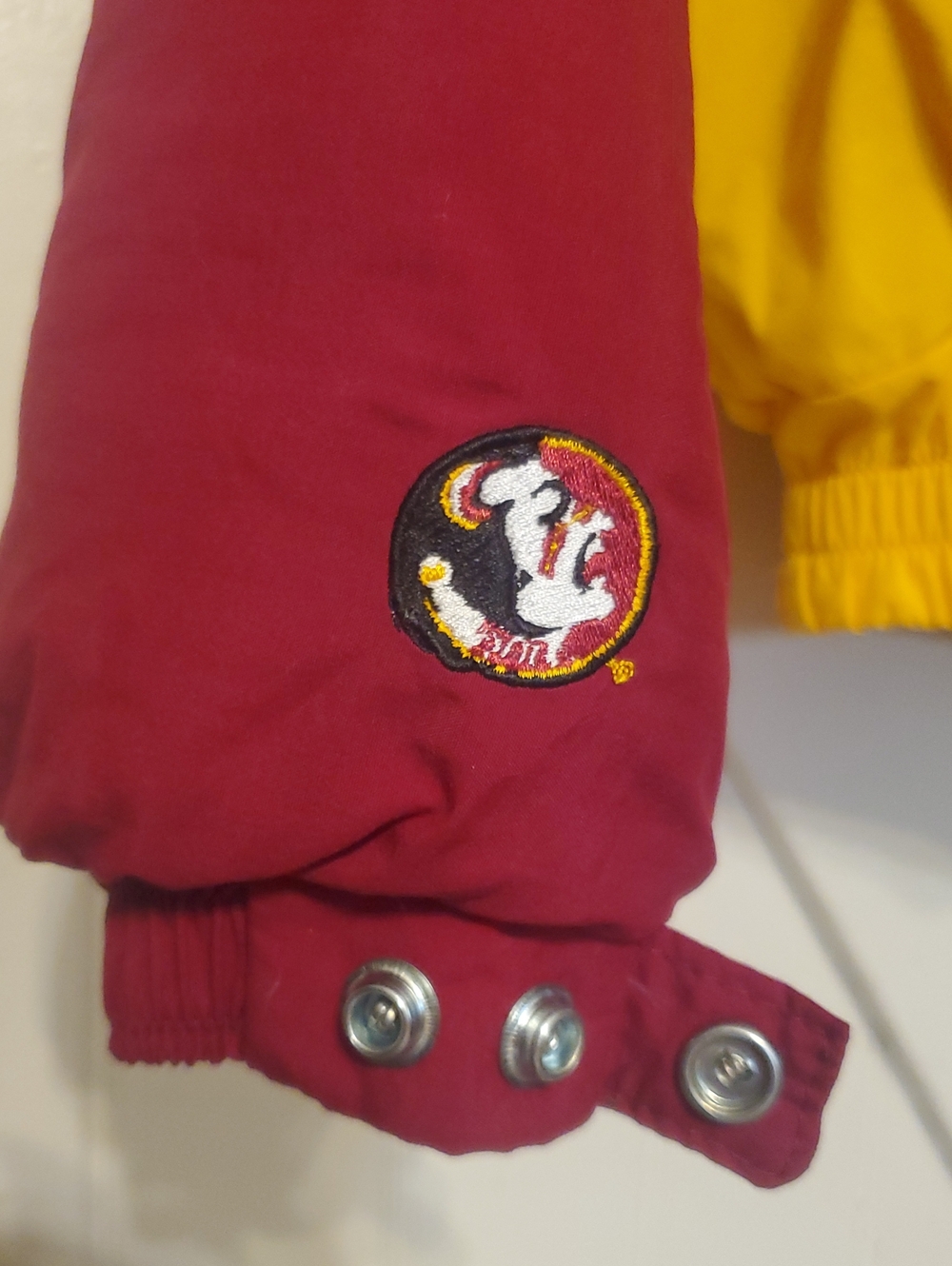 FSU Colorblock Puffer Jacket in Garnet & Gold - Picture 3 of 8